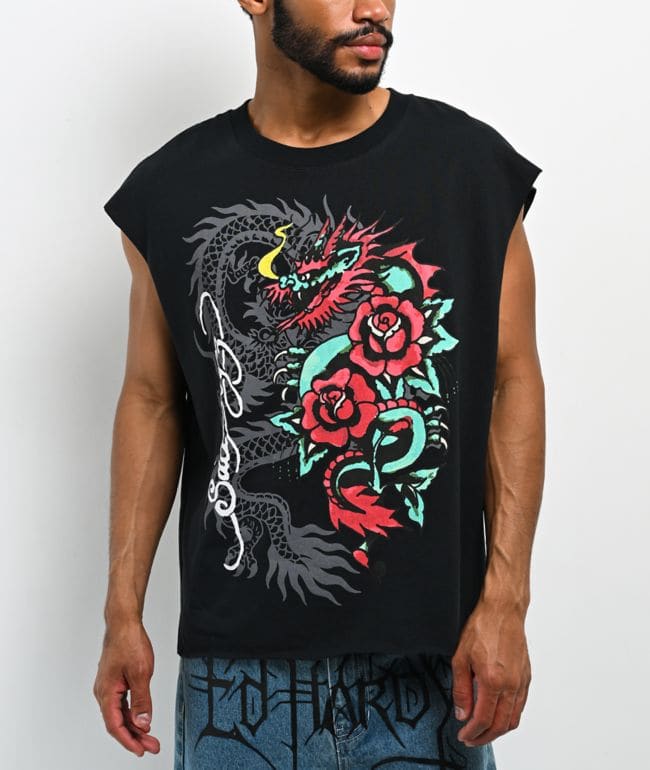 Ed Hardy x $AD BOYZ by Junior H Nuble Black Tank Top, foto 2