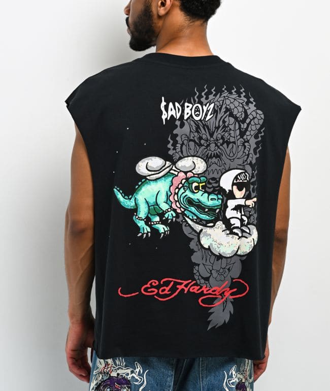 Ed Hardy x $AD BOYZ by Junior H Nuble Black Tank Top, foto 3